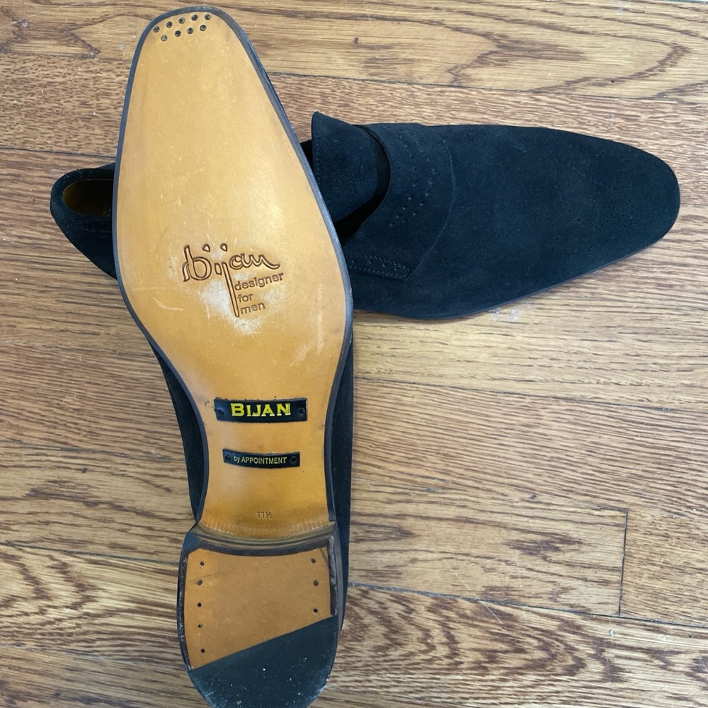 Bijan Black Suede Slip-On Loafers - Picture 4 of 9
